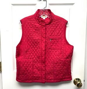 Talbots Petites Red Quilted Vest VTG Holiday Layer 2 Way Zipper Size LP